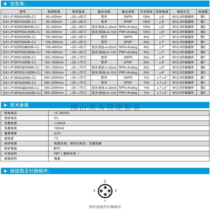 超声波传感器选型、参数